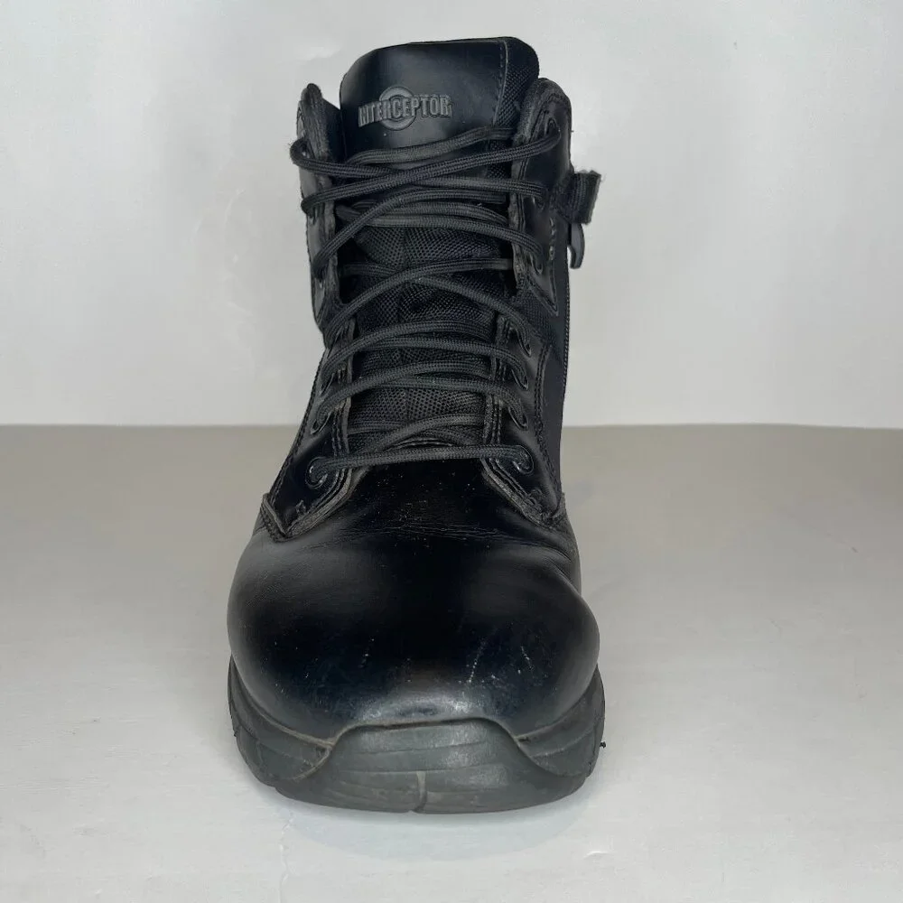 Interceptor Mens Tactical Boots Black Side Zip Size 10 Work Combat Security Shoe